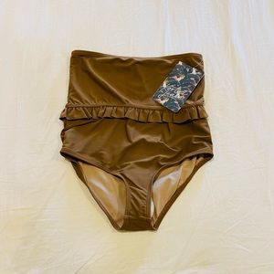 NWT 12-13 girls mid-ruffle brown bottoms